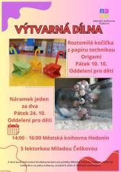 foto - Výtvarná dílna: Roztomilá kočička z papíru technikou Origami